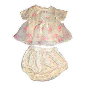 Kids play vintage cottage core yellow‎ and floral print dress size 6/9 months